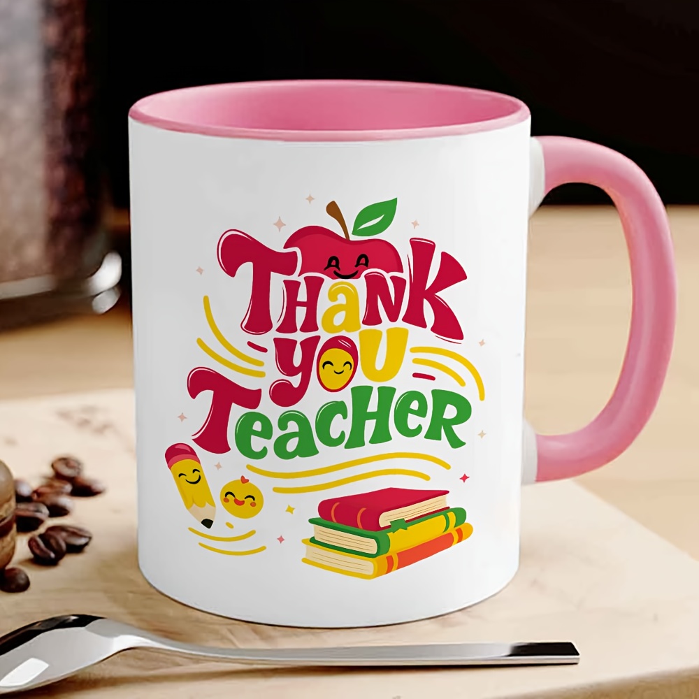 Coffee Tea Festival - 先生に感謝します セラミック製ブラックコーヒーマグ/ティーカップ。 カラフルで華やかな先生への感謝の気持ちを込めたデザインがプリントされたカップ/マグカップ