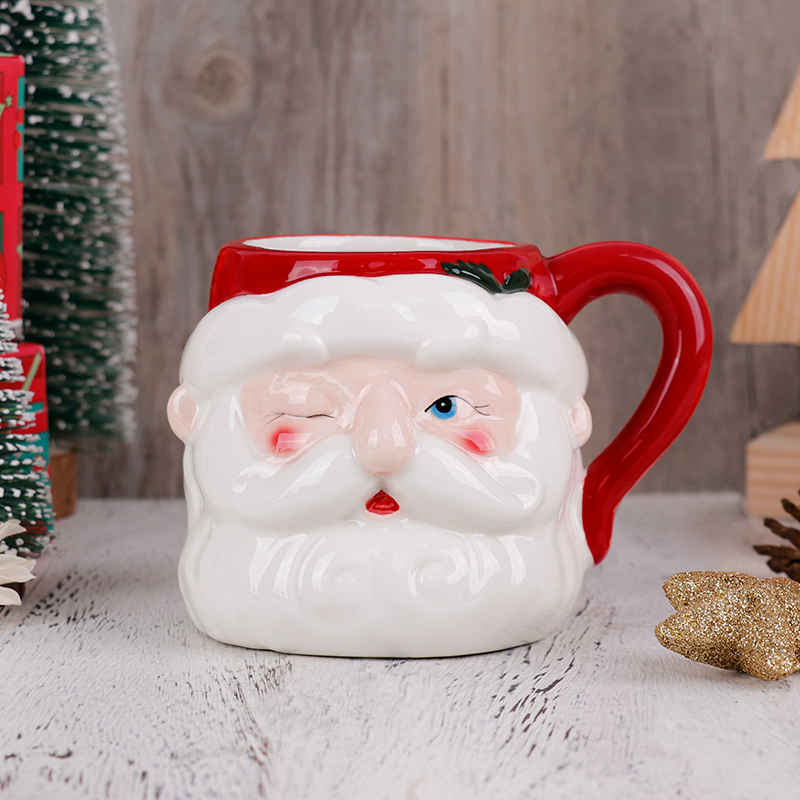 Coffee Tea Festival - クリスマス3Dサンタセラミックマグカップ530mlお祝い用コーヒーティーカップクリスマスギフトホームオフィスホリデーデコレーション用