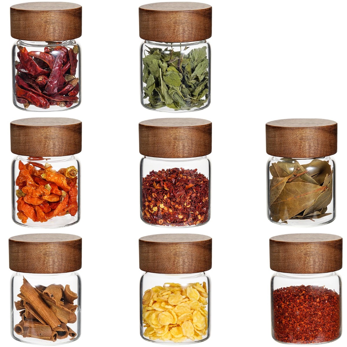 Coffee Tea Sugar Canisters - 10個入りガラス製スパイスジャー調味料容器、蓋付き、気密食品保存容器、キッチンパントリー用、砂糖、茶葉、コーヒー豆用