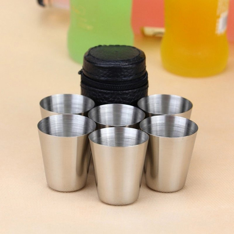 Coffee Tea Games - 4/6 個のステンレス鋼カップミニショットグラスビールカップ金属ワインカップコーヒータンブラー茶ミルクマグキャンプハイキングポータブルカップセット