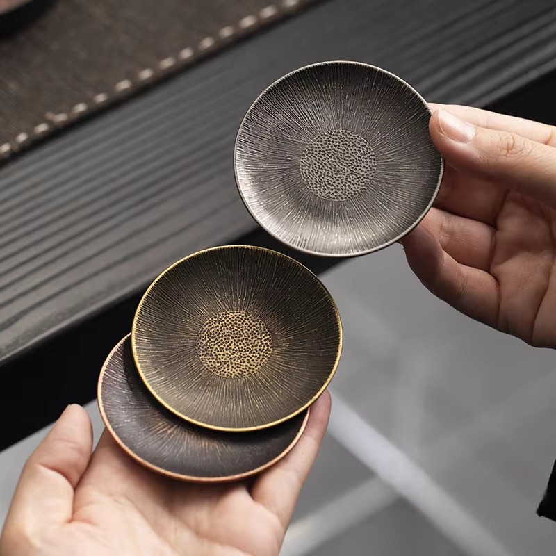 Coffee Tea Holders - 合金コースター禅アンティークカンフーティーカップホルダーコーヒーカップマット茶道アクセサリー火傷防止断熱ソーサー