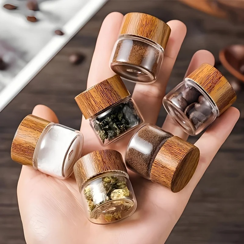 Coffee Tea Creamer - ミニガラス密封瓶食品グレードのコーヒー粉末茶保存瓶ゴールド豆保存ボトルポータブル小型空ボトル