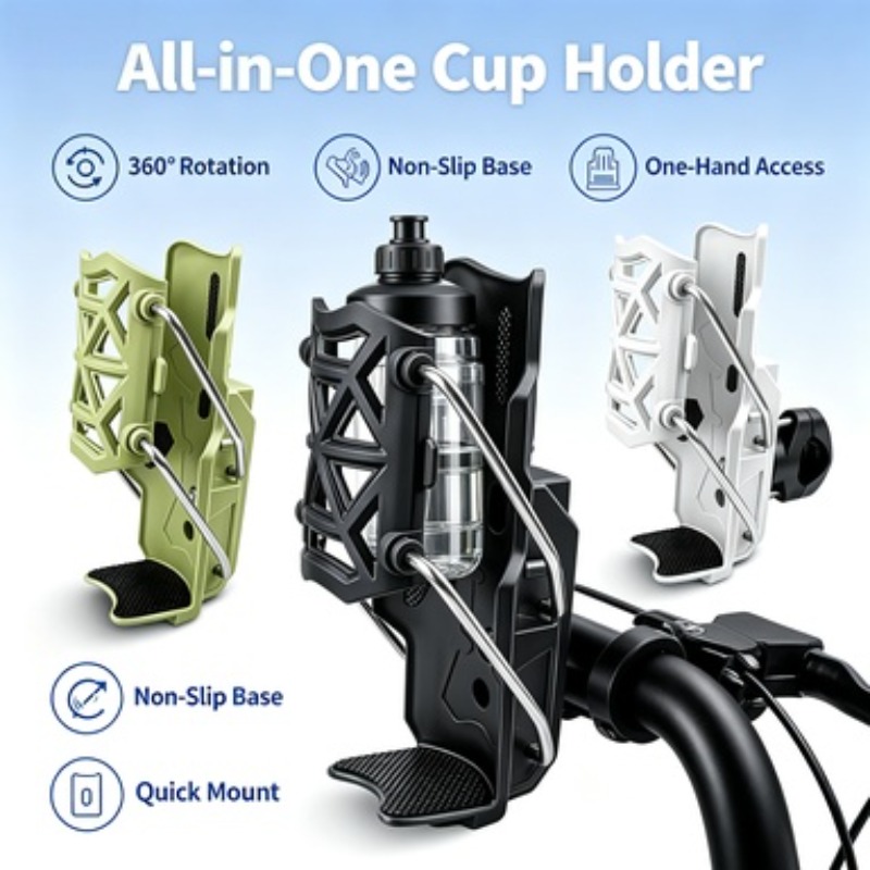 Coffee Tea Holders - クイックインストール調整可能カップホルダー360度回転式バイクハンドルバー用ウォーターコーヒーミルクティーボトルブラケット