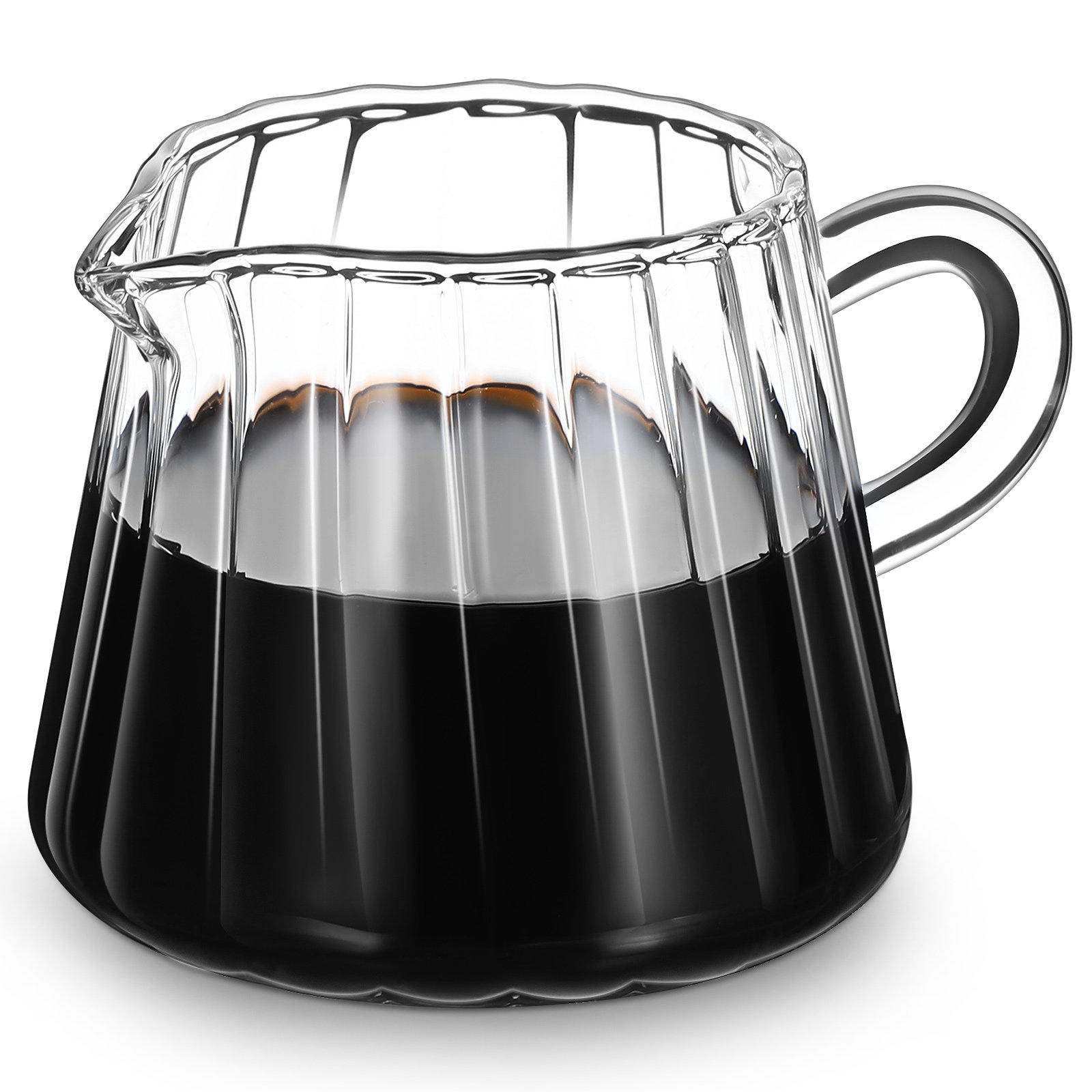 Coffee Tea Creamer - ガラス製クリームピッチャー 丈夫なミルク泡立て器 適切な容量 透明なミルクジャグ コーヒー、紅茶、朝食、家庭、レストラン用
