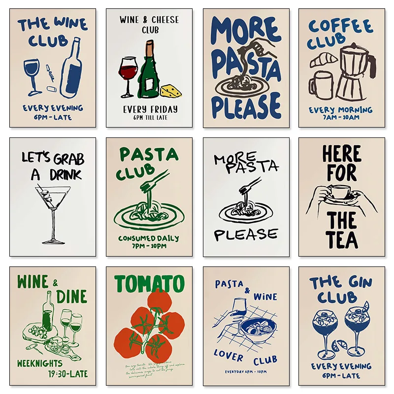 Coffee Tea Picture - モダンキッチンアートワインコーヒーアフタヌーンティーおいしい食べ物ポスターキャンバス絵画壁アートHD写真バークラブ家の装飾