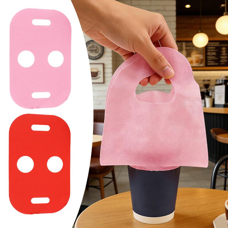 Coffee Tea Home - 50/100 個ミルクティーカップバヨネット不織布バッグ使い捨てシングル/ダブルカップ包装袋ミルクティーコーヒー飲料パーティー用