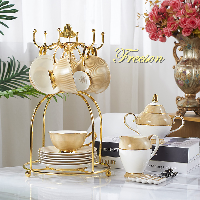 Coffee Tea Creamer - 豪華な磁器のコーヒーセット,金の骨,セラミックカップ,シュガーボウル,ティーポット,グラス