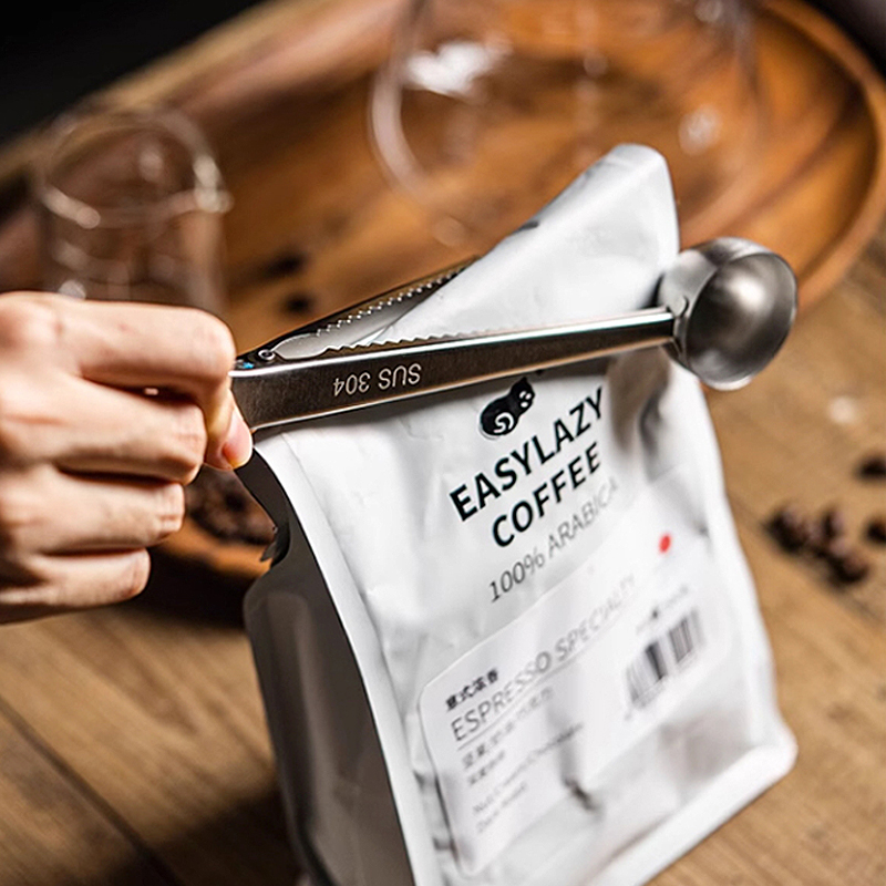 Coffee Tea And Bean Leaf - 2026年新型ステンレス製コーヒースクープ（クリップ付き）、多機能スプーンバッグシーリングクリップ（コーヒー豆や茶葉用）