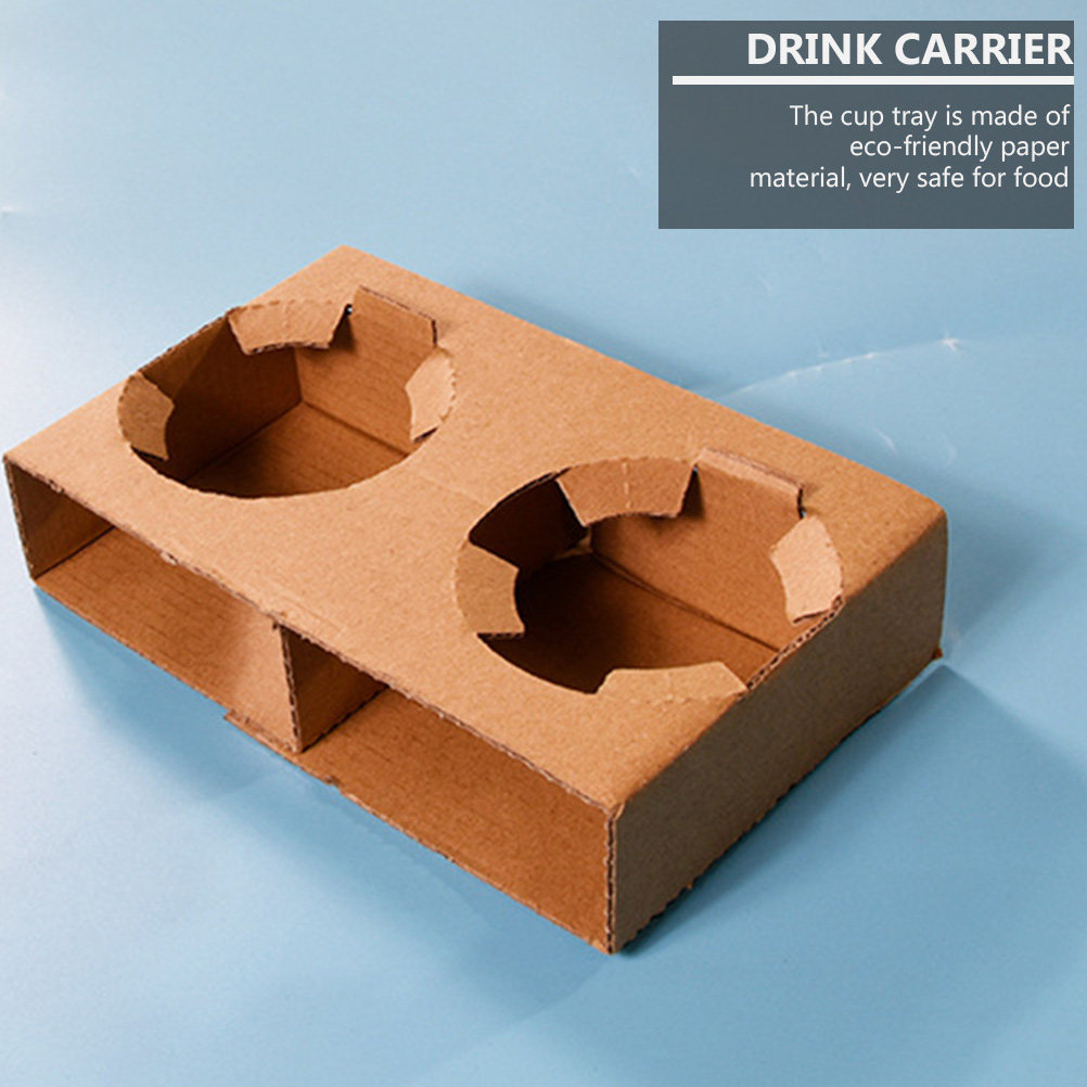 Coffee Tea Holders - 10 個環境に優しい生分解性紙ドリンクキャリアトレイコーヒーミルクティーホットコールド飲料テイクアウトパッキングカップホルダー用