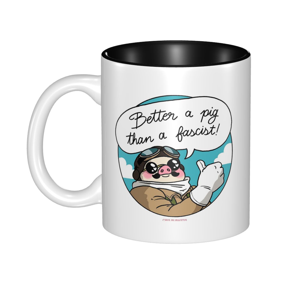 Coffee Better Than Tea - ファシストよりも豚の方が良い！ 面白いセラミック製コーヒーマグカップ、紅茶マグカップ、ミルクカップ、ドリンクウェア、友達へのプレゼント