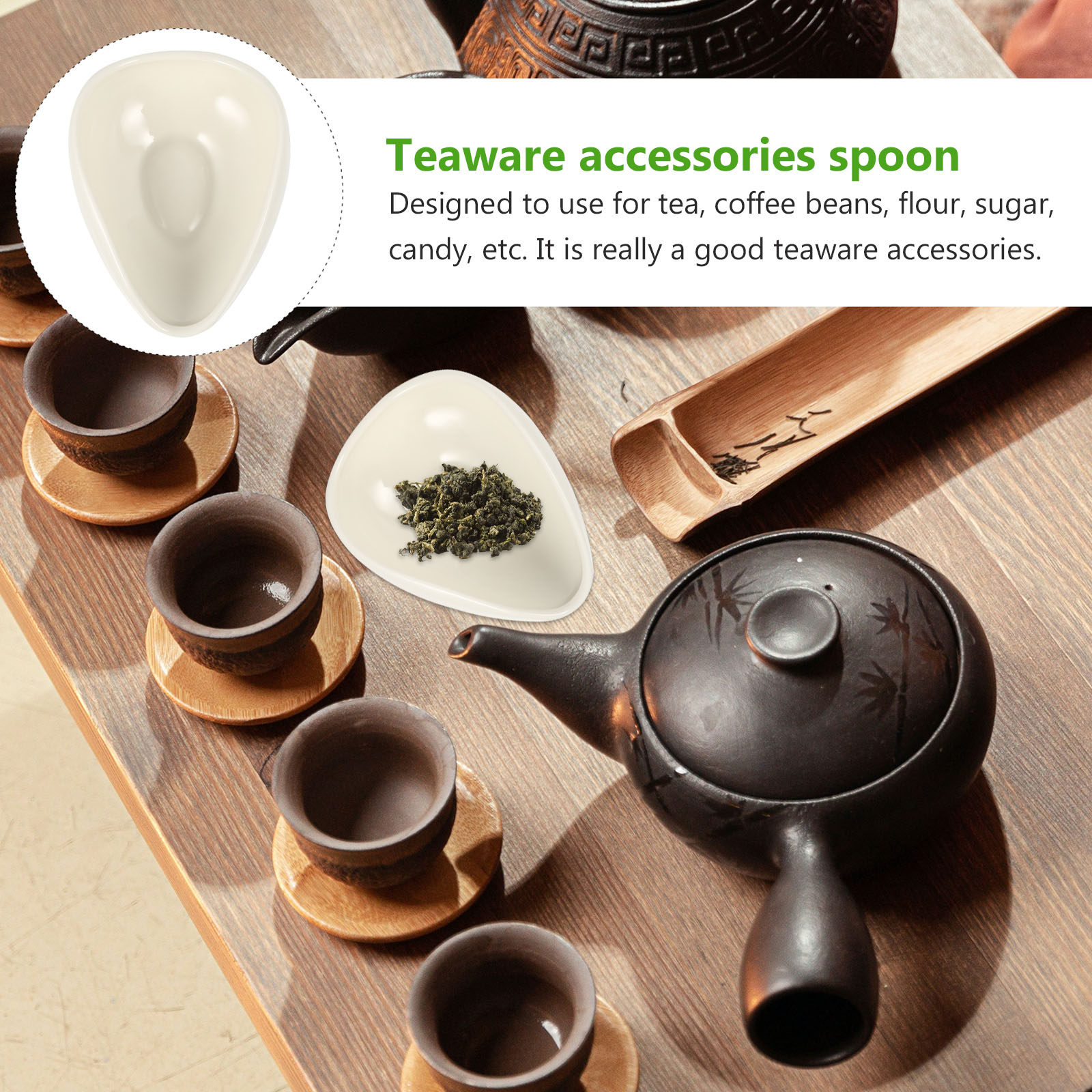 Coffee Tea And Bean Leaf - 2個セット セラミック製ティースクープ ルーズリーフティー、コーヒー豆、砂糖、小麦粉、キャンディ、バスソルト、ナッツ、レーズン用 環境に優しく軽量