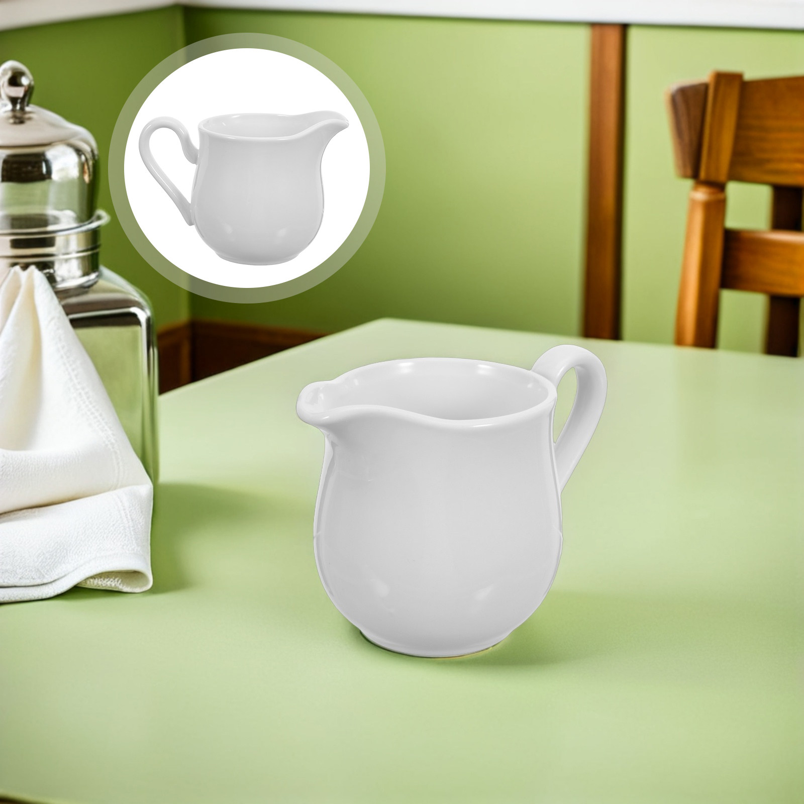 Coffee Tea Creamer - 350ml小型セラミックピッチャー 多用途ソースディスペンサー ミルク、豆乳、クリーム、パンケーキシロップ、コーヒー、紅茶、日常使いに最適