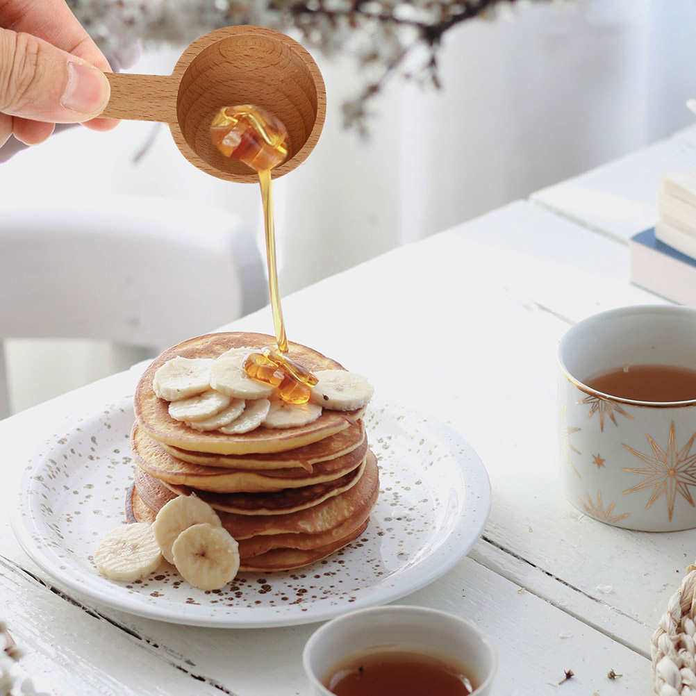 Coffee Tea And Bean Leaf - 2個入り木製スプーン コーヒー豆、粉末、茶葉、砂糖、塩、調味料用 スムーズなハンドルで清掃が簡単 再利用可能なキッチンツール