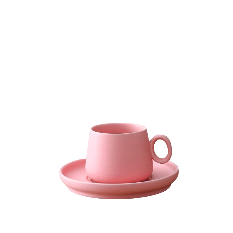 Morning Tea Coffee - INSマカロンマットセラミックコーヒーカップ＆ソーサー、朝食用フロスト加工ティーミルクウォーターマグカップ＆プレート、大容量カップ、オフィス用