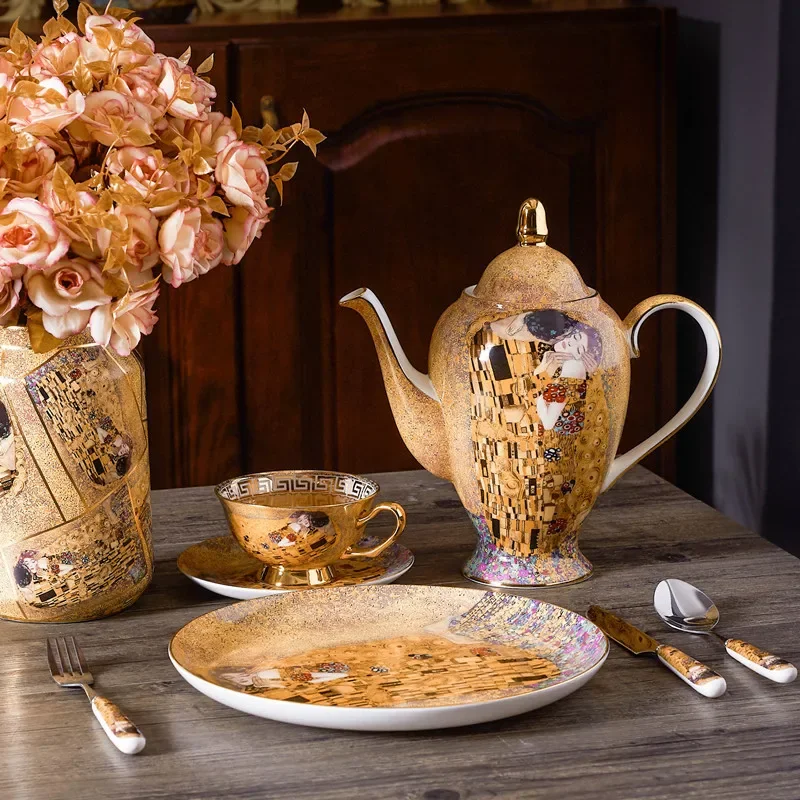 グスタフ・クリムト ボーンチャイナコーヒーセット 高級英国製 - Coffee Tea Creamer のレビューと価格