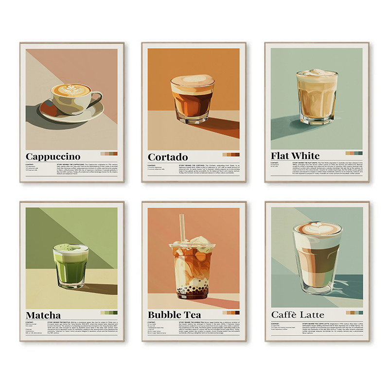 ヴィンテージコーヒーポスター,バブルティー,抹茶,コルタド, - Coffee Tea Picture のレビューと価格