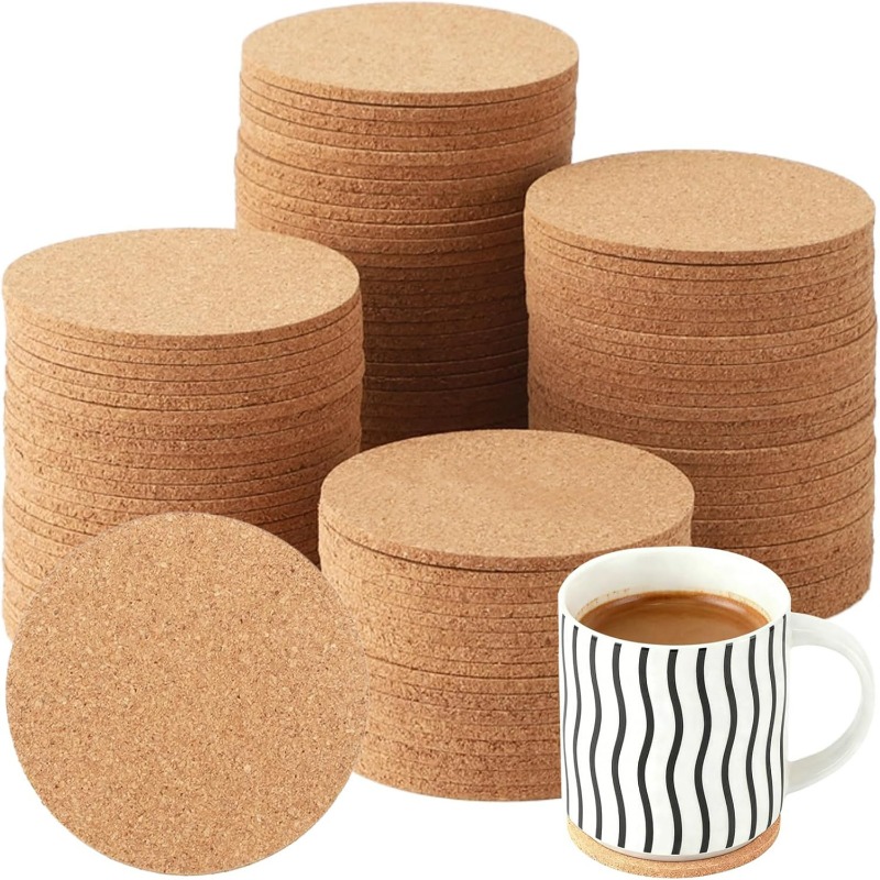 天然木製丸型コルクコースター DIY丸型クラフト ドリンク用 - Coffee Tea Holders のレビューと価格