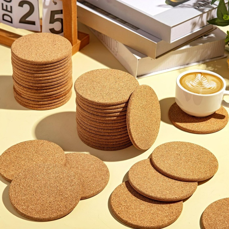 天然木製丸型コルクコースター DIY丸型クラフト ドリンク用 - Coffee Tea Holders のレビューと価格