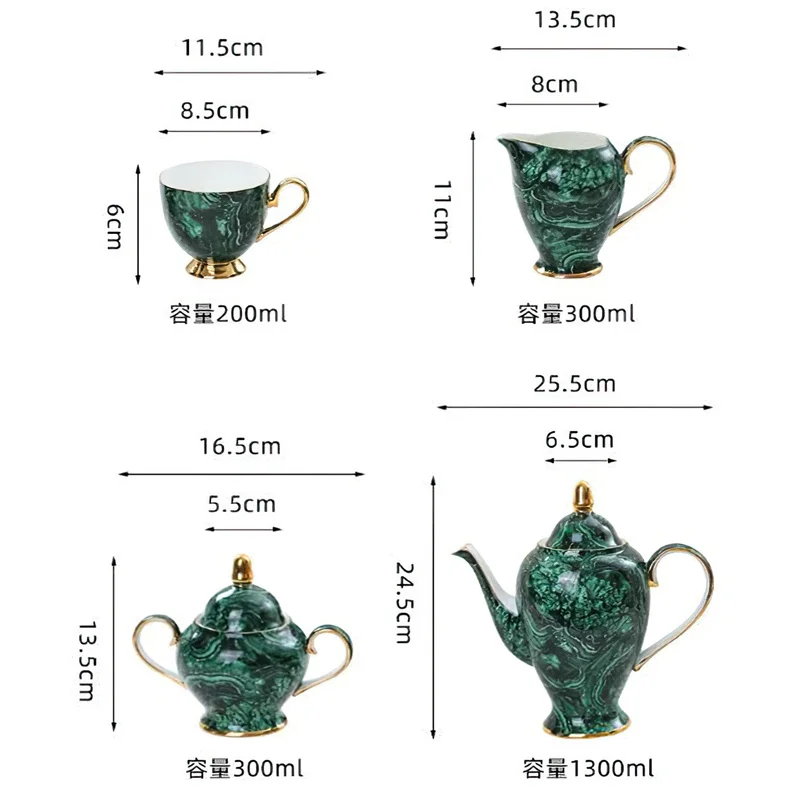 骨灰磁器ティーポット,金と緑の象眼細工,コーヒーカップ,セラ - Coffee Tea Creamer のレビューと価格