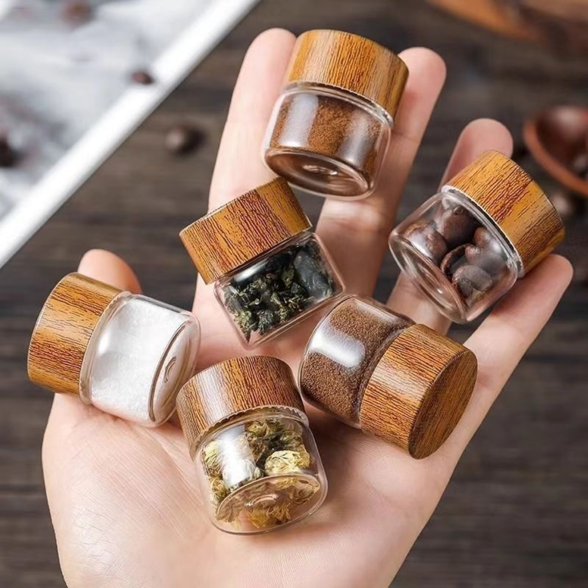 10個入りガラス製スパイスジャー調味料容器、蓋付き、気密食品 - Coffee Tea Sugar Canisters のレビューと価格