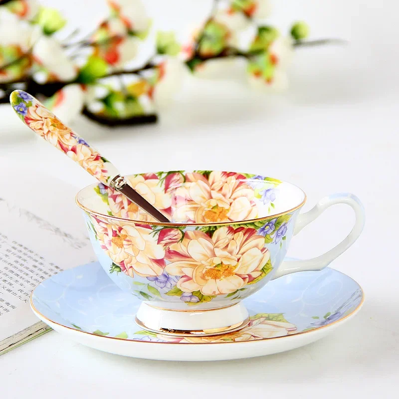 ピンクとブルーの花の骨の形をしたコーヒーカップのセット,磁器 - Coffee Tea Creamer のレビューと価格
