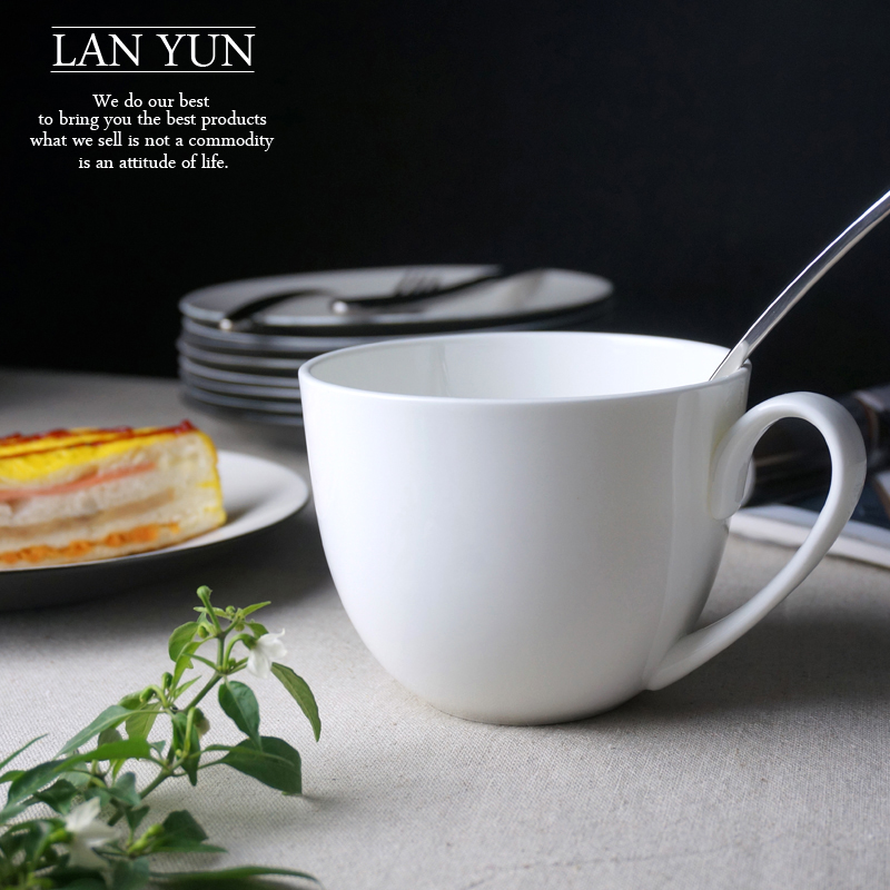 700ML、プレーンホワイトボーンチャイナモーニングカップ、 - Morning Tea Coffee のレビューと価格