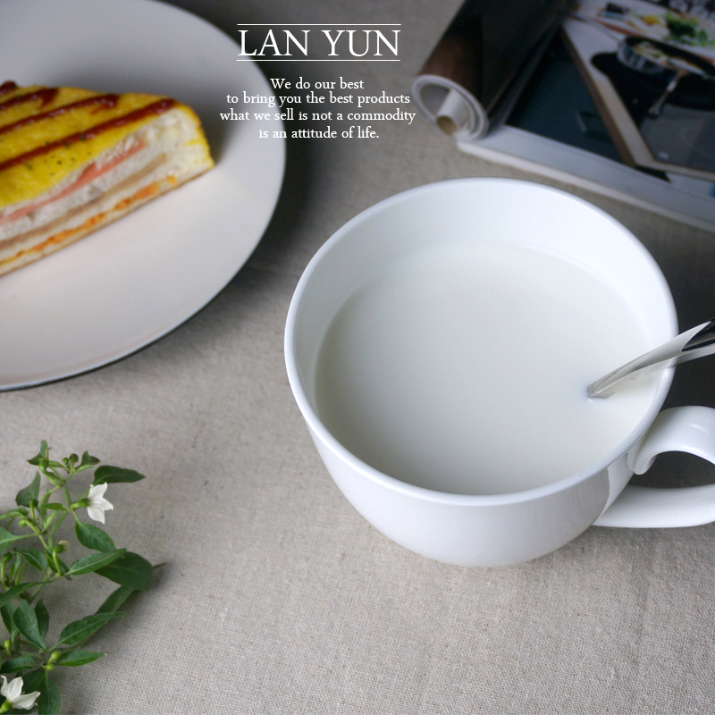 700ML、プレーンホワイトボーンチャイナモーニングカップ、 - Morning Tea Coffee のレビューと価格