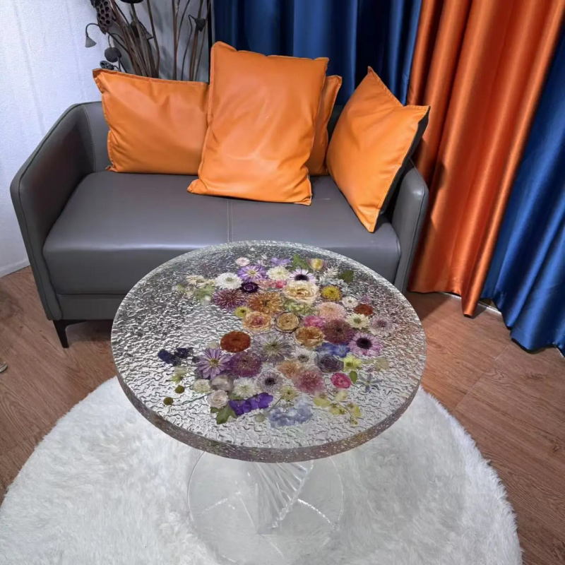 カスタムメイドの手作り工芸品、本物の花をデザインした丸型樹脂 - Coffee Tea Home のレビューと価格