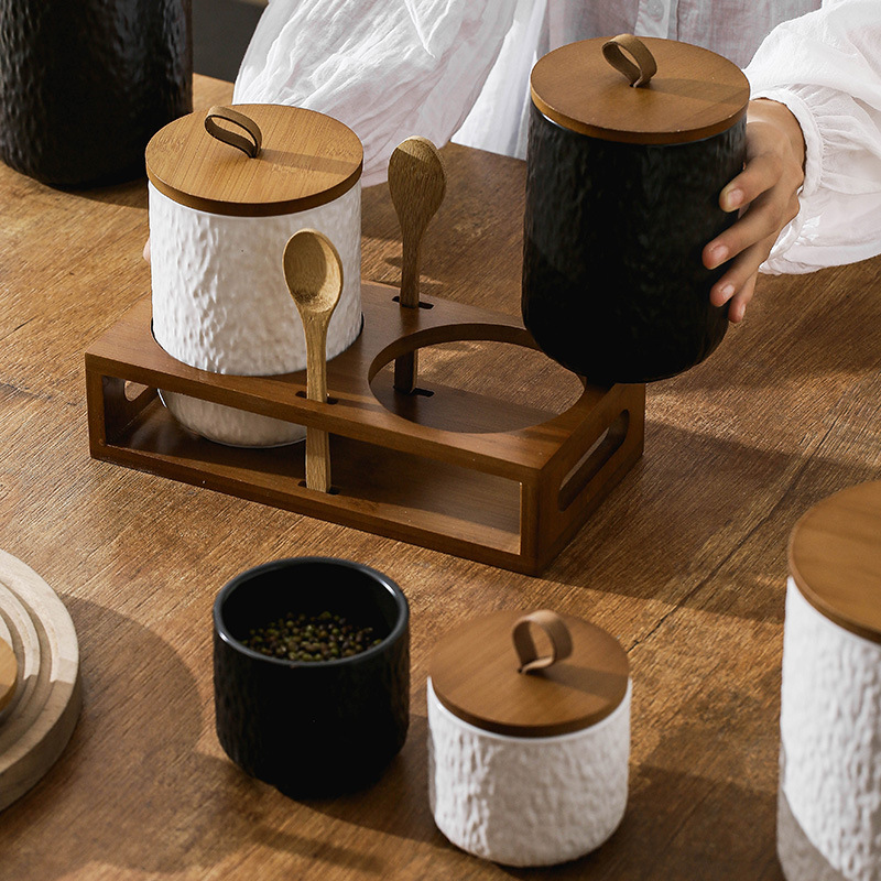 ロックパターンセラミックティーストレージキャニスター気密キッ - Coffee Tea Sugar Canisters のレビューと価格