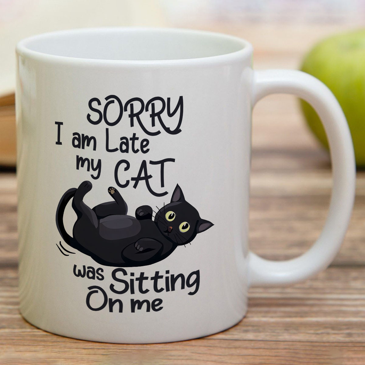 面白い猫の形をしたセラミックマグ 1 個、「遅くなってごめん - Coffee Tea You And Me のレビューと価格