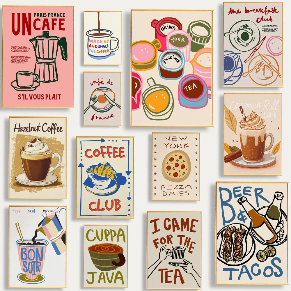 コーヒーショップアフタヌーンティークロワッサンカラフルなコー - Coffee Tea Picture のレビューと価格