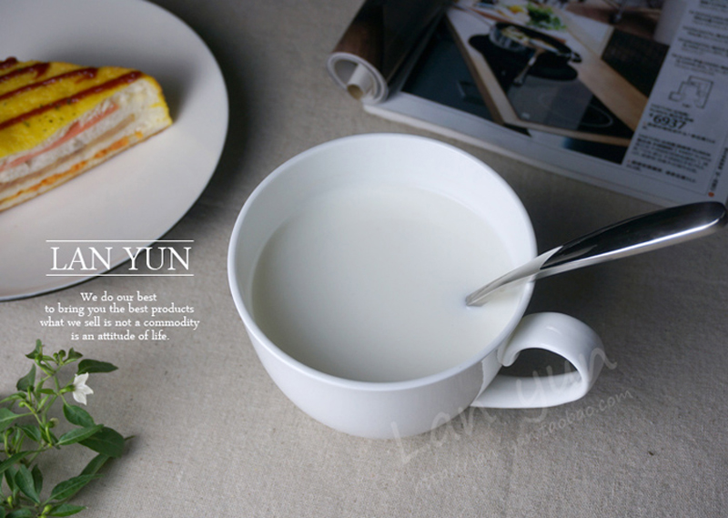 700ML、プレーンホワイトボーンチャイナモーニングカップ、 - Morning Tea Coffee のレビューと価格