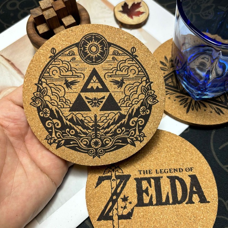ゼルダコースター漫画アニメリラウンド木製マットコーヒーカップ - Coffee Tea Holders のレビューと価格