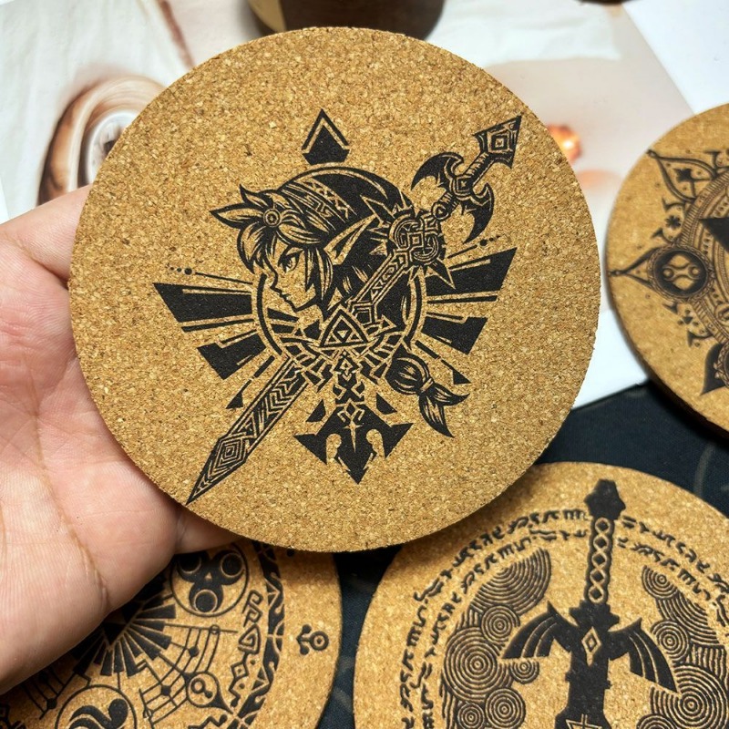 ゼルダコースター漫画アニメリラウンド木製マットコーヒーカップ - Coffee Tea Holders のレビューと価格