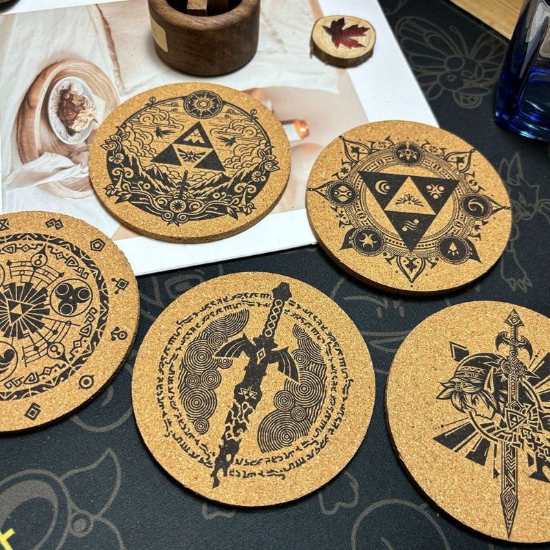 ゼルダコースター漫画アニメリラウンド木製マットコーヒーカップ - Coffee Tea Holders のレビューと価格
