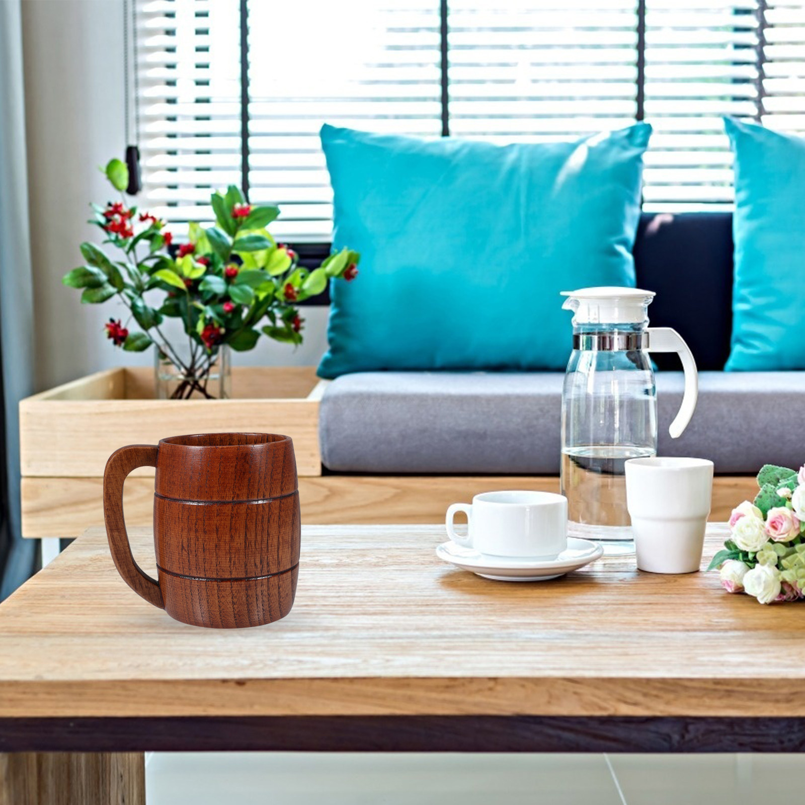 木製ビールコーヒーマグ水カップ飲料カップティーマグ実用的で長 - Coffee Tea Home のレビューと価格
