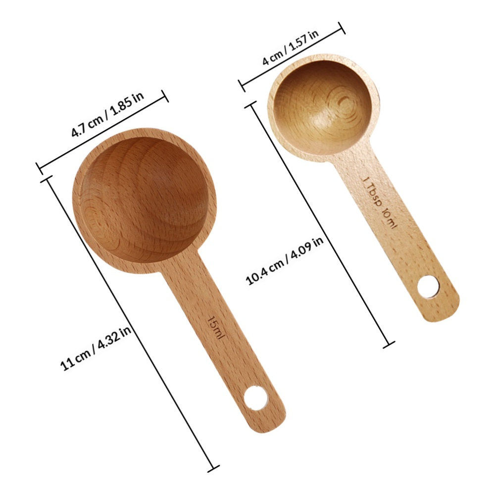 2個入り木製スプーン コーヒー豆、粉末、茶葉、砂糖、塩、調味 - Coffee Tea And Bean Leaf のレビューと価格